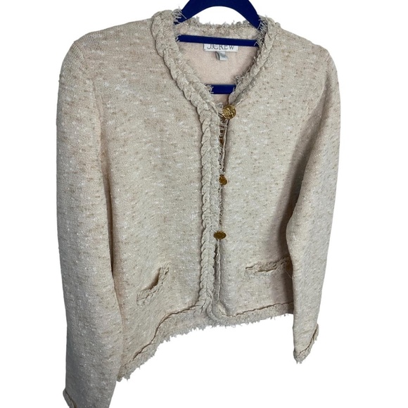 J. Crew Marled Fringe-Trim Sweater Lady Jacket - Picture 4 of 9